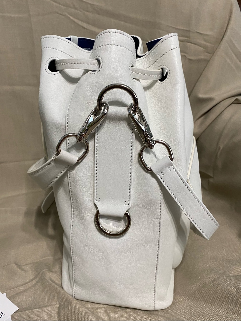LKNW Ralph Lauren Ricky Large Drawstring Bag Leather White - Picture 5 of 14